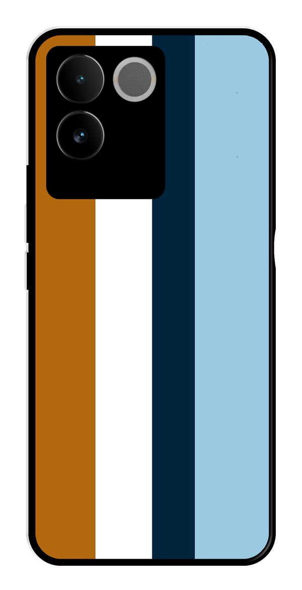 MultiColor Pattern Metal Mobile Case for Vivo T2 Pro   (Design No -17)