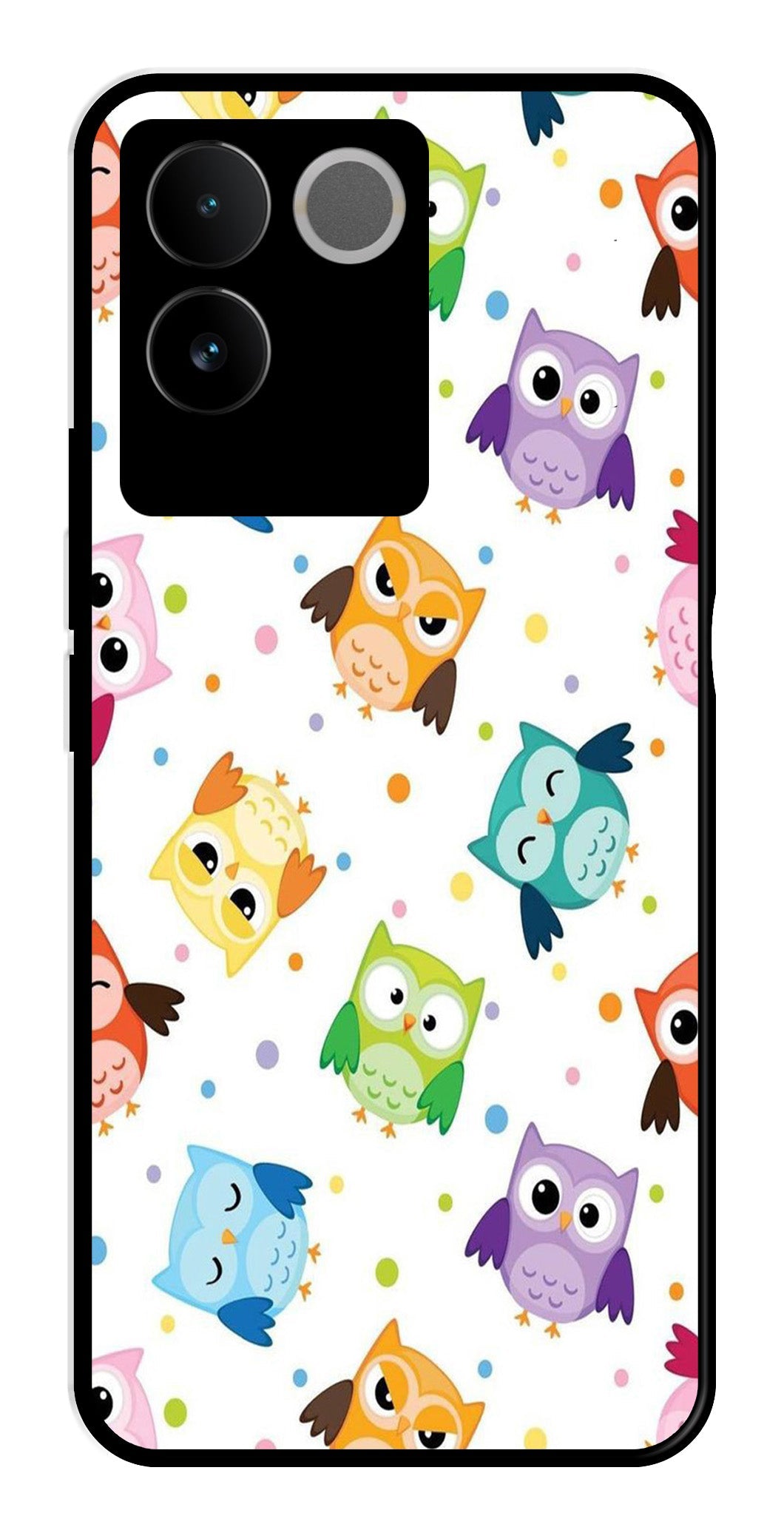Owls Pattern Metal Mobile Case for Vivo T2 Pro   (Design No -20)