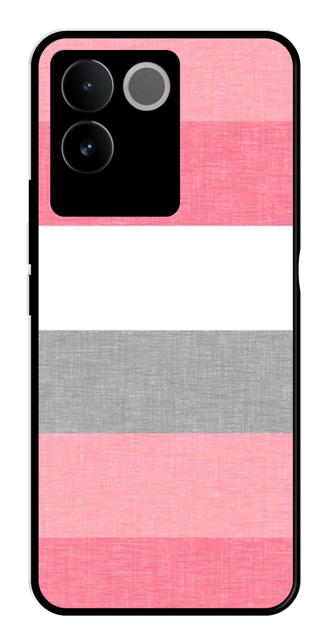 Pink Pattern Metal Mobile Case for Vivo T2 Pro   (Design No -23)