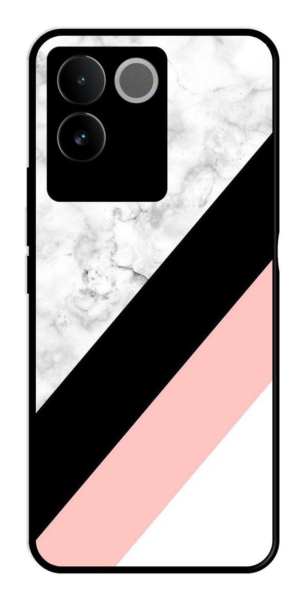 Marble Design Metal Mobile Case for Vivo T2 Pro   (Design No -24)