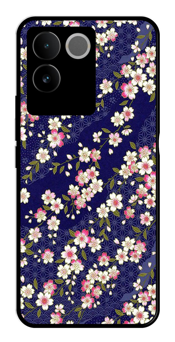 Flower Design Metal Mobile Case for Vivo T2 Pro   (Design No -25)