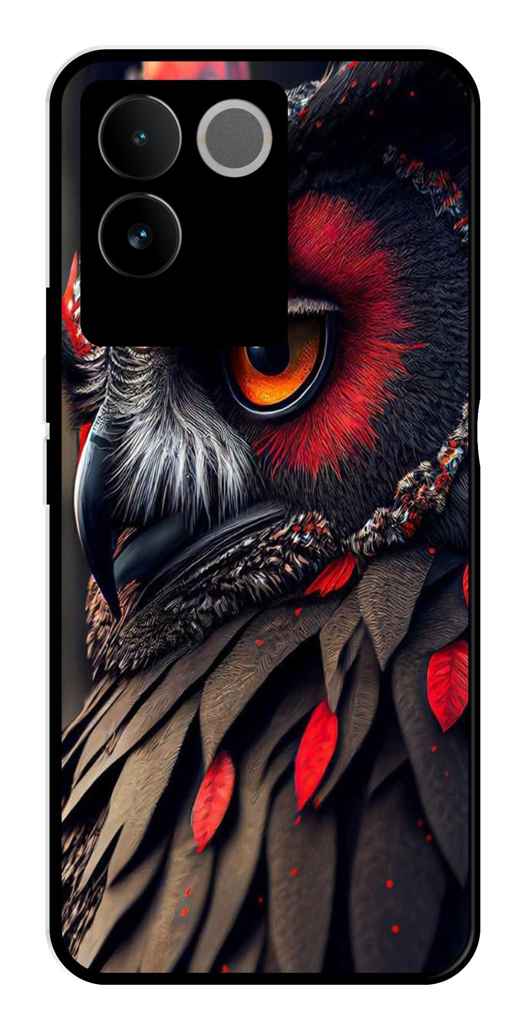 Owl Design Metal Mobile Case for Vivo T2 Pro   (Design No -26)