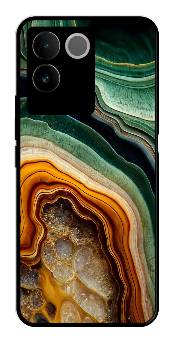 Marble Design Metal Mobile Case for Vivo T2 Pro   (Design No -28)
