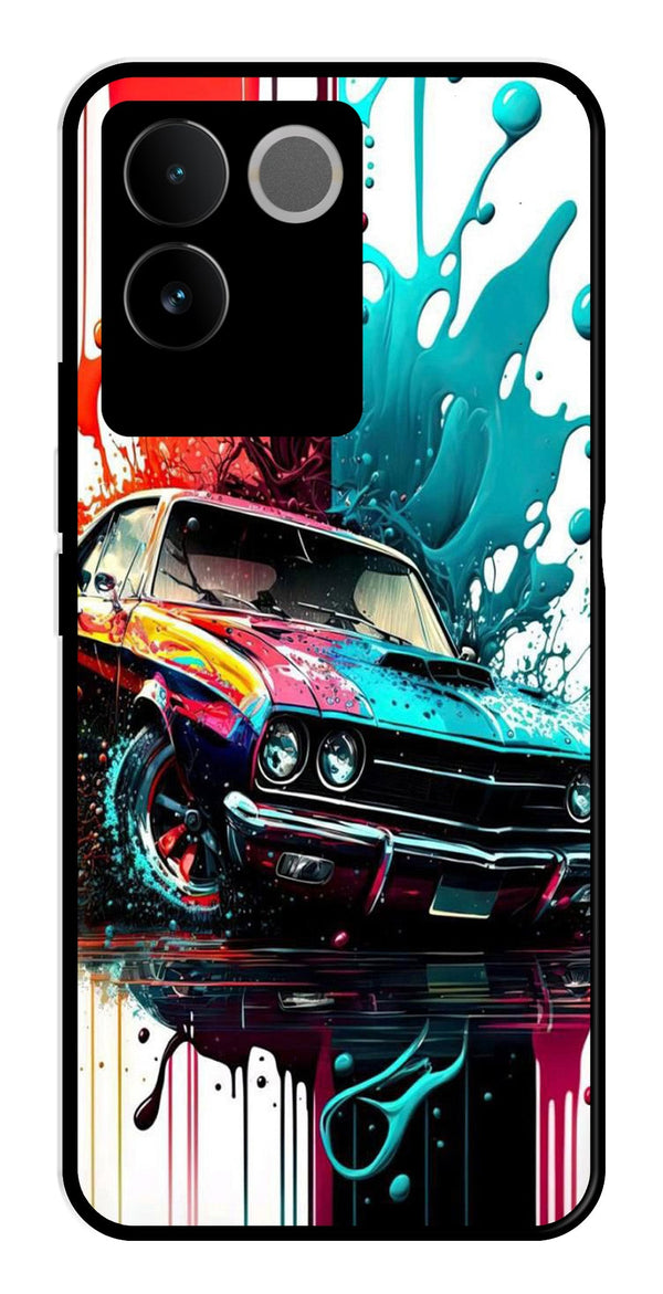 Vintage Car Metal Mobile Case for Vivo iQOO Z7 Pro   (Design No -29)