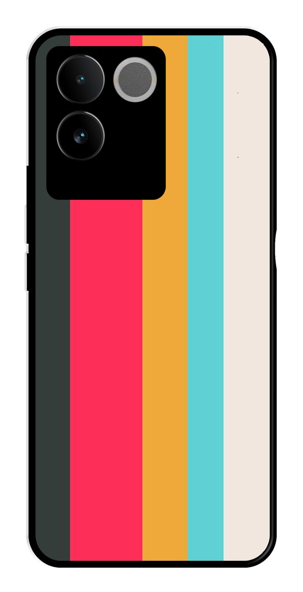 Muted Rainbow Metal Mobile Case for Vivo iQOO Z7 Pro   (Design No -31)