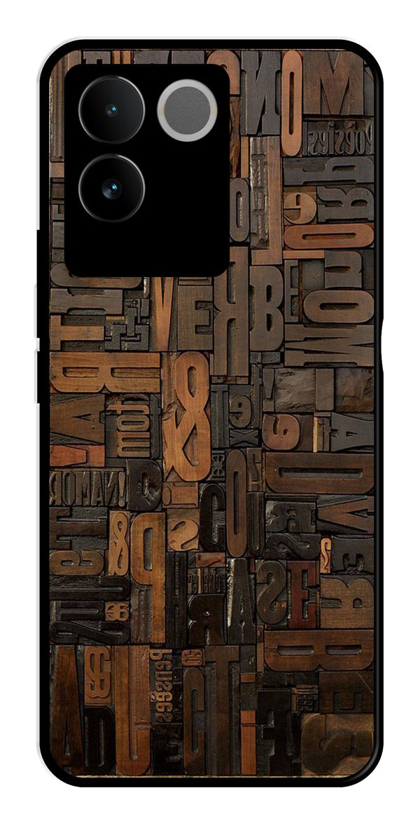 Alphabets Metal Mobile Case for Vivo T2 Pro   (Design No -32)