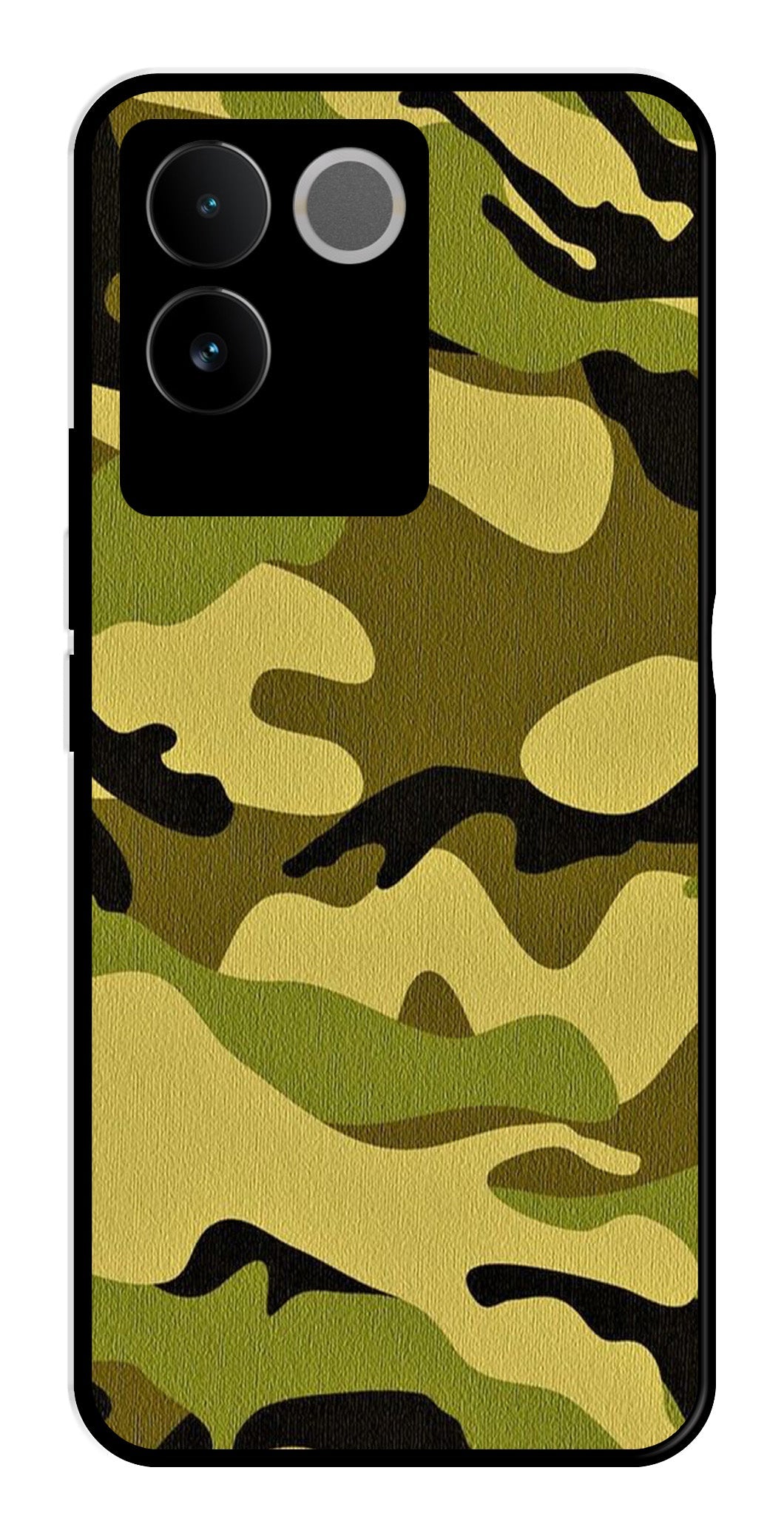 Army Pattern Metal Mobile Case for Vivo T2 Pro   (Design No -35)