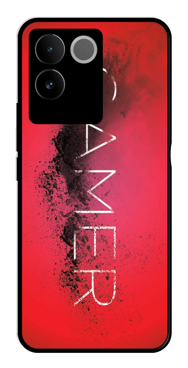 Gamer Pattern Metal Mobile Case for Vivo T2 Pro   (Design No -41)