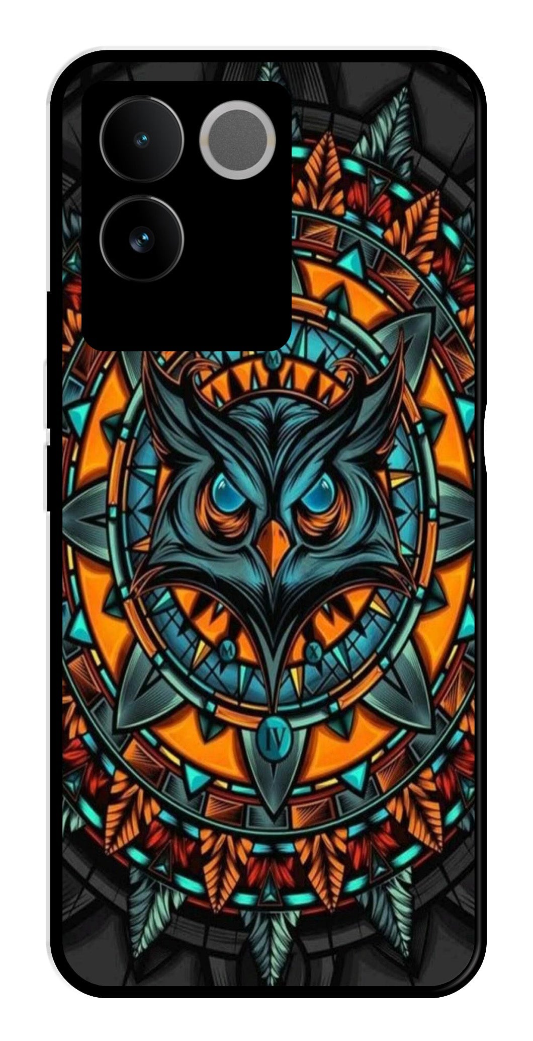 Owl Pattern Metal Mobile Case for Vivo T2 Pro   (Design No -42)