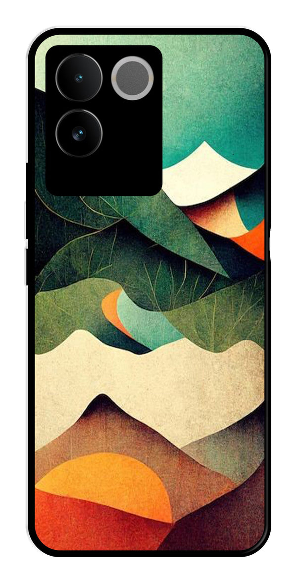 MultiColor Pattern Metal Mobile Case for Vivo T2 Pro   (Design No -43)