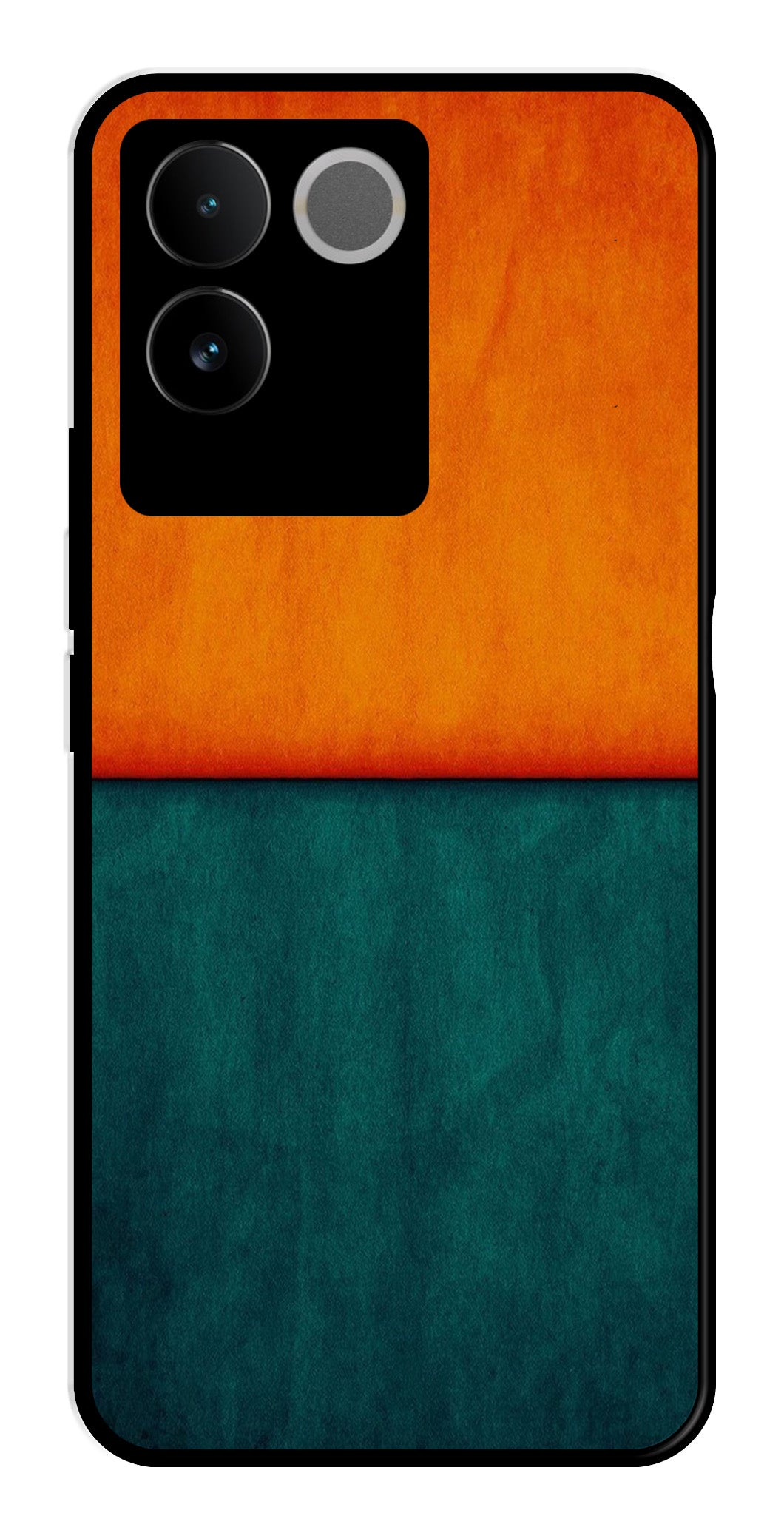 Orange Green Pattern Metal Mobile Case for Vivo T2 Pro   (Design No -45)
