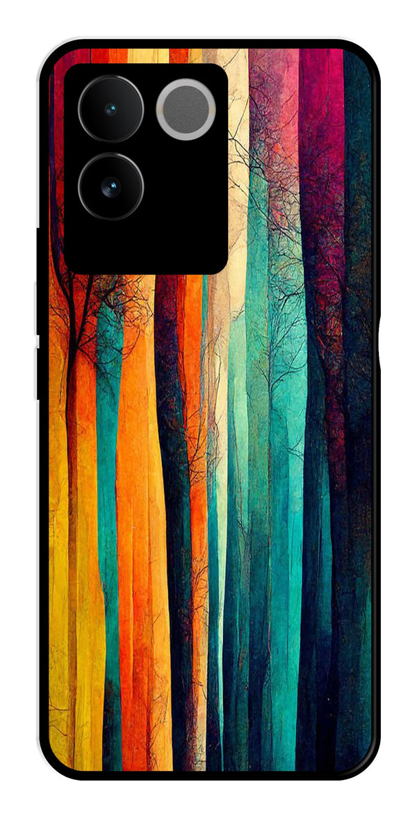 Modern Art Colorful Metal Mobile Case for Vivo T2 Pro   (Design No -47)