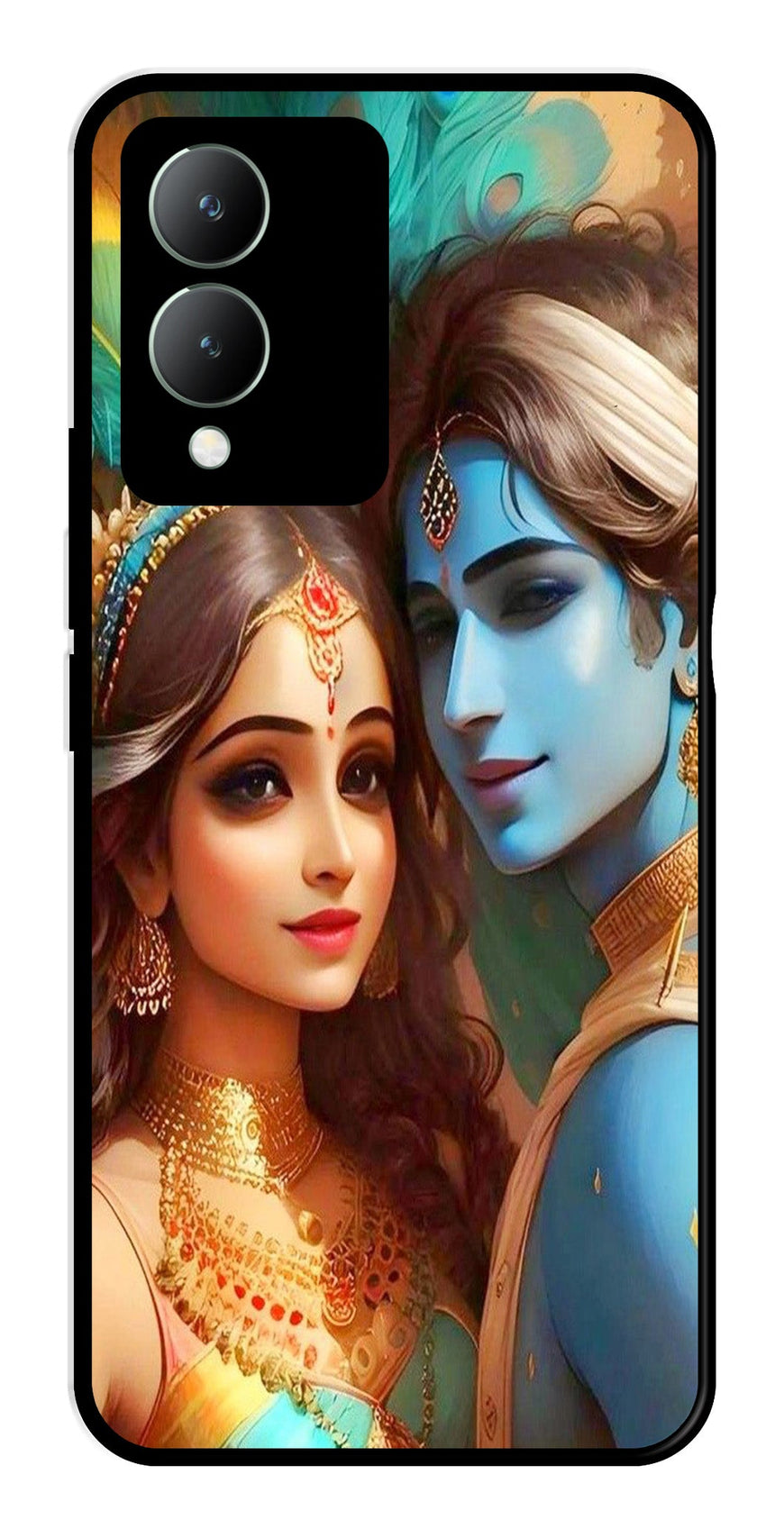 Lord Radha Krishna Metal Mobile Case for Vivo Y17s   (Design No -01)