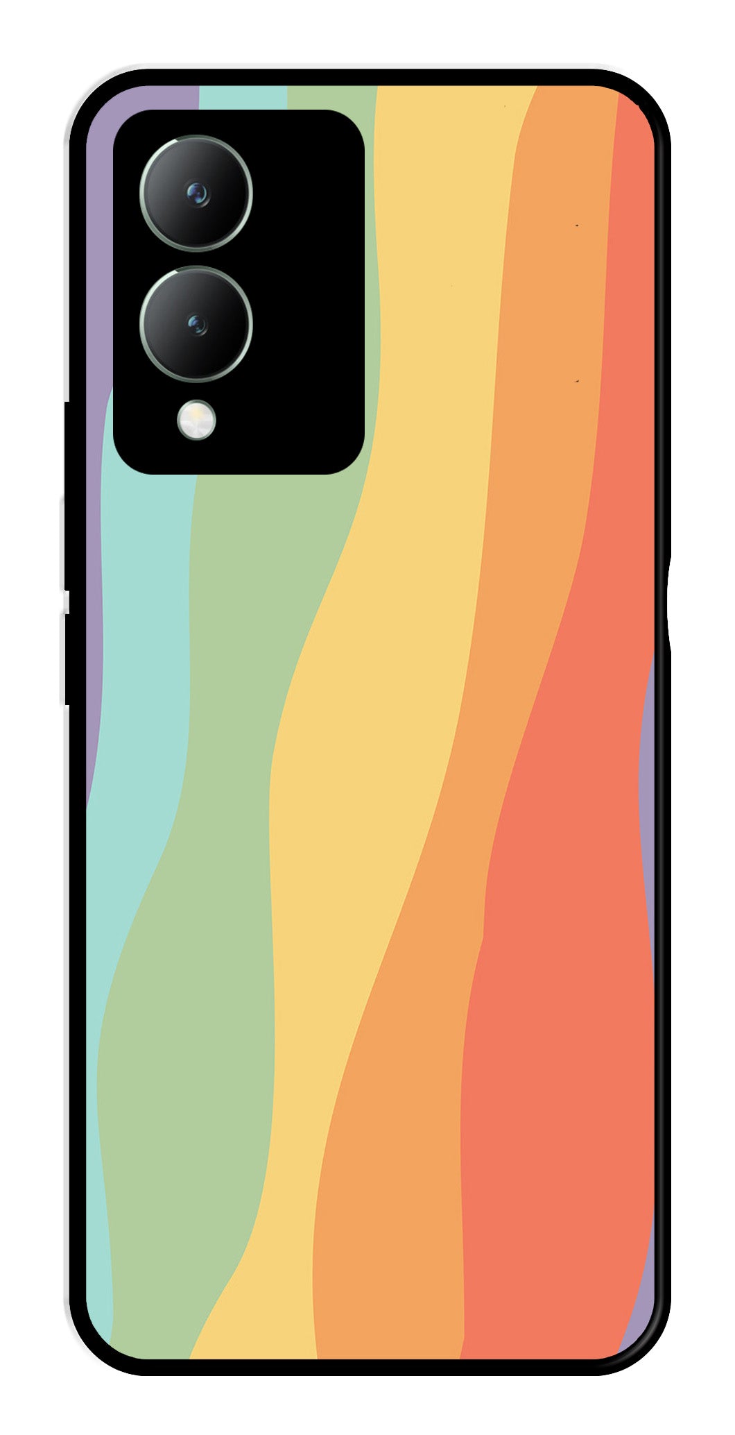 Muted Rainbow Metal Mobile Case for Vivo Y17s   (Design No -02)