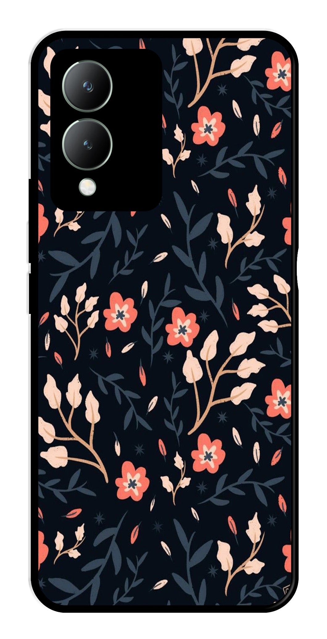 Floral Pattern Metal Mobile Case for Vivo Y17s   (Design No -10)