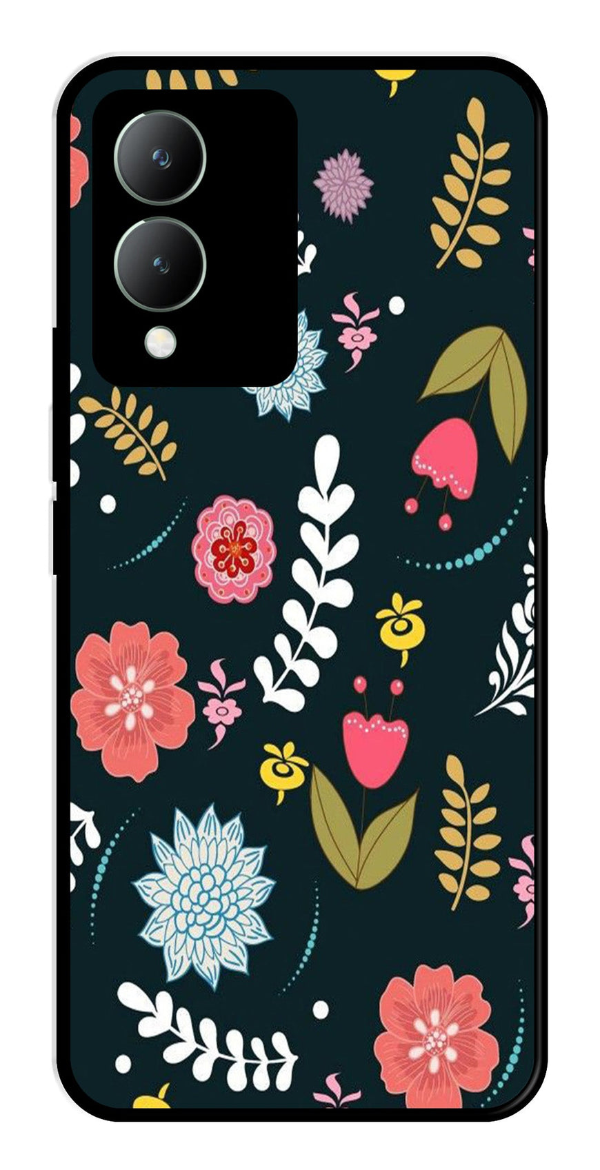 Floral Pattern2 Metal Mobile Case for Vivo Y17s   (Design No -12)