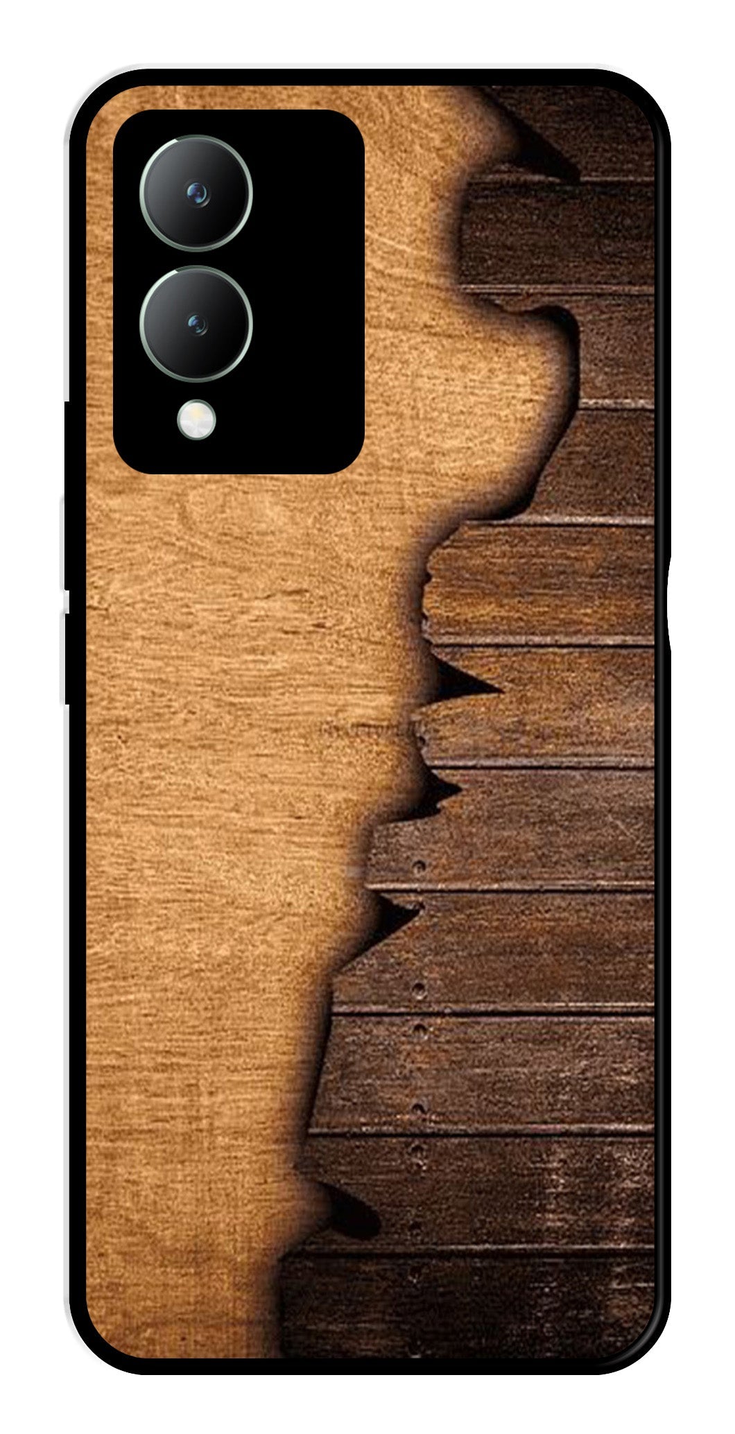 Wooden Design Metal Mobile Case for Vivo Y17s   (Design No -13)