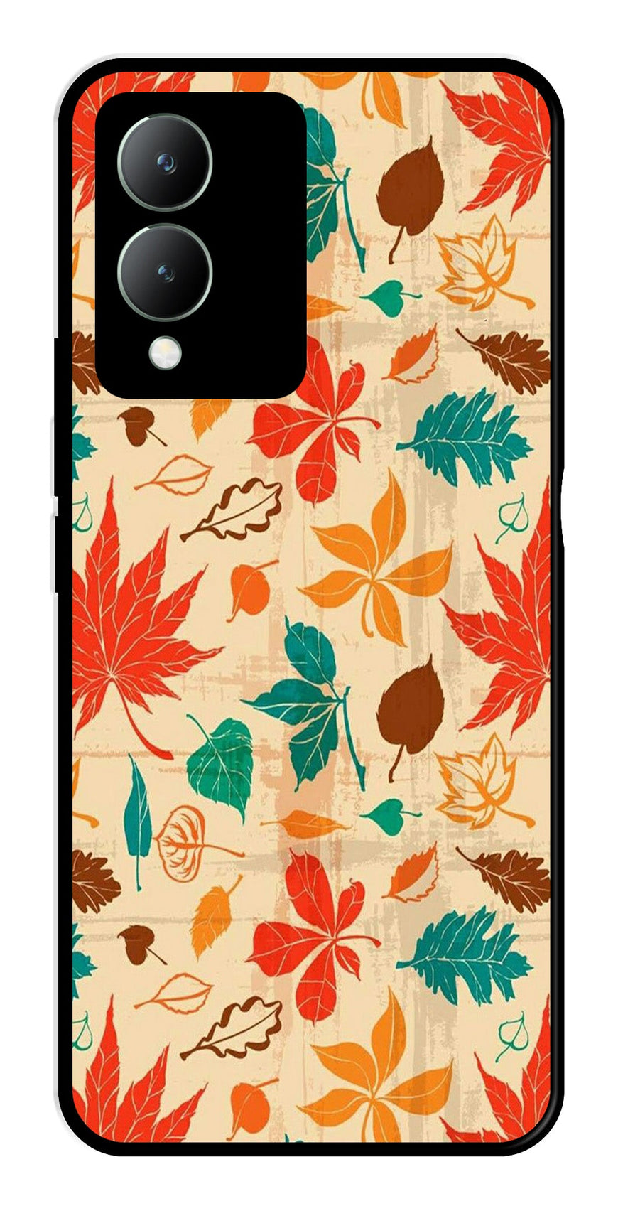 Leafs Design Metal Mobile Case for Vivo Y17s   (Design No -14)