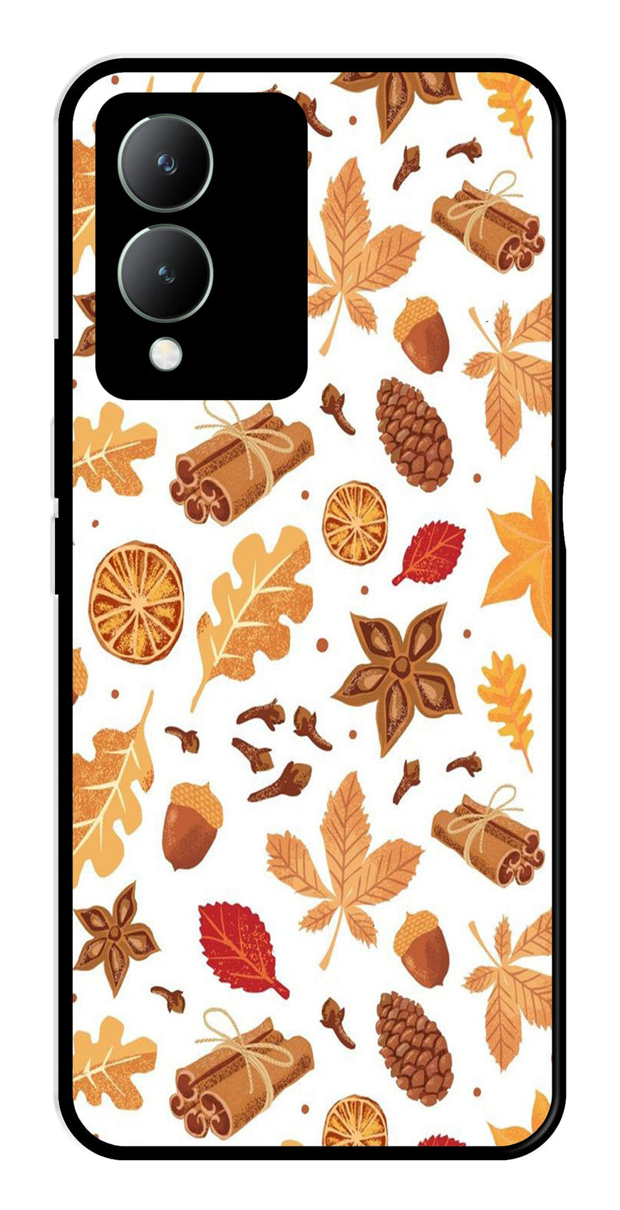 Autumn Leaf Metal Mobile Case for Vivo Y17s   (Design No -19)