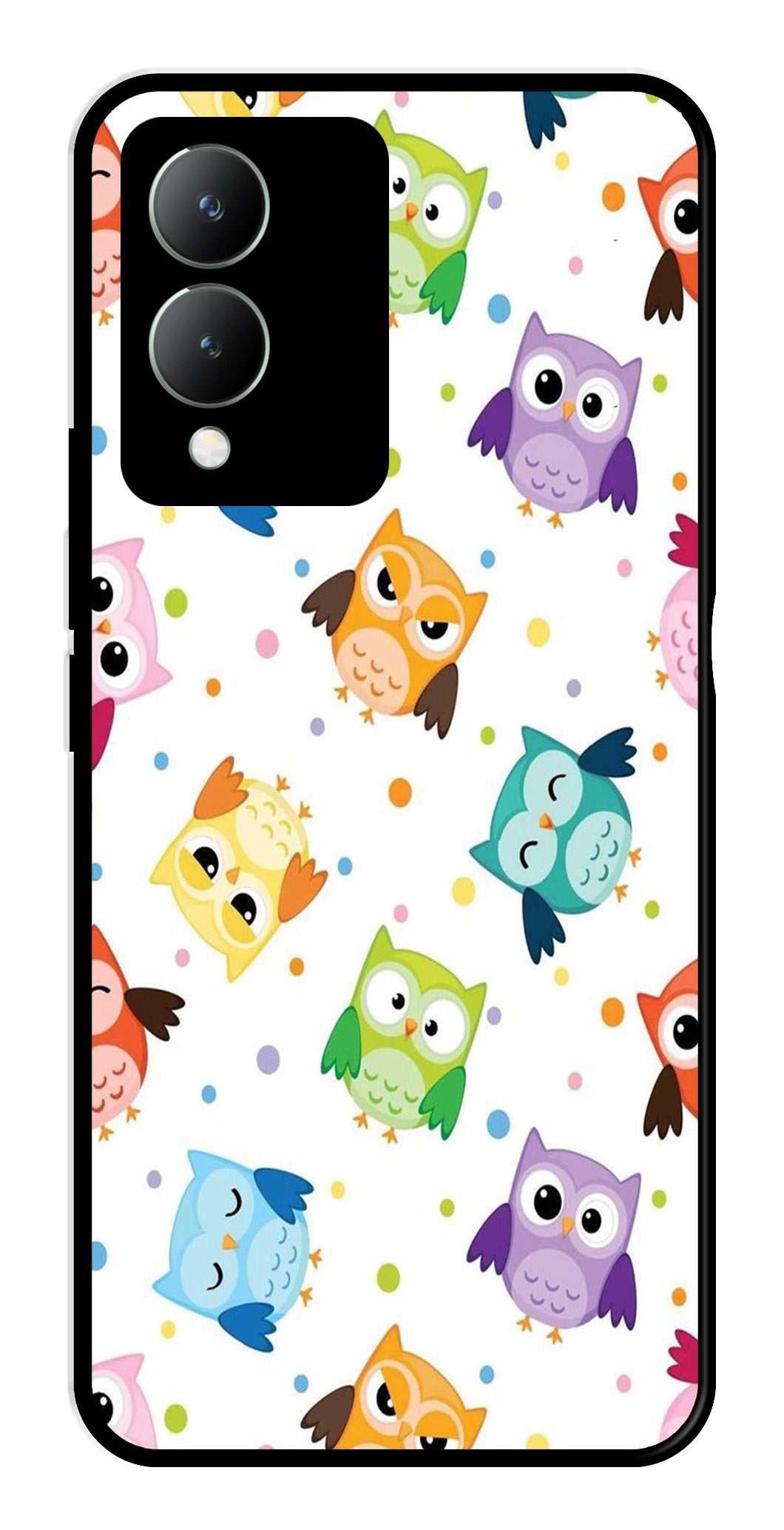 Owls Pattern Metal Mobile Case for Vivo Y17s   (Design No -20)