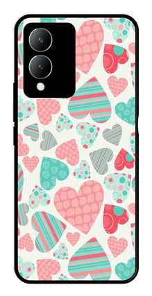 Hearts Pattern Metal Mobile Case for Vivo Y17s