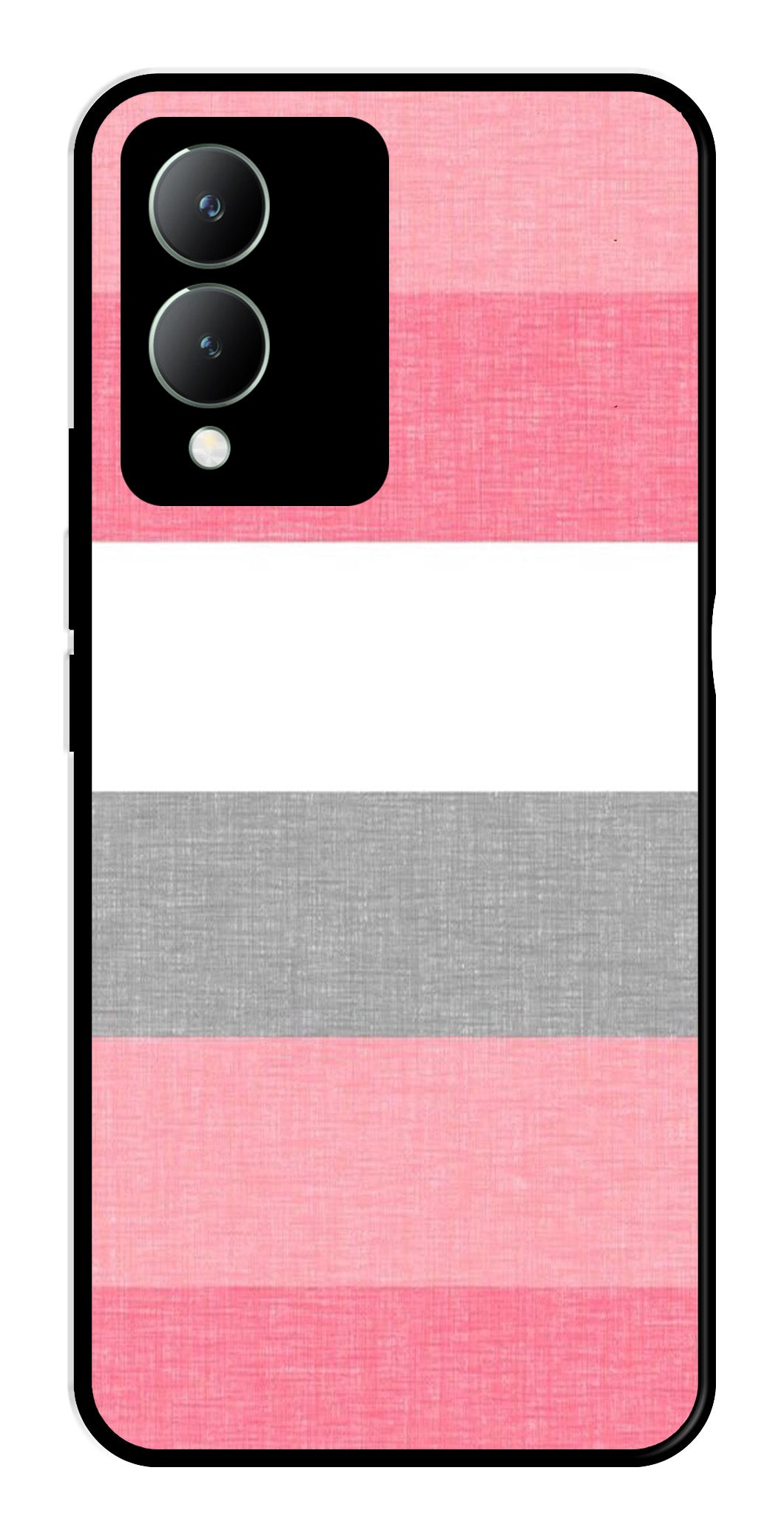 Pink Pattern Metal Mobile Case for Vivo Y17s   (Design No -23)