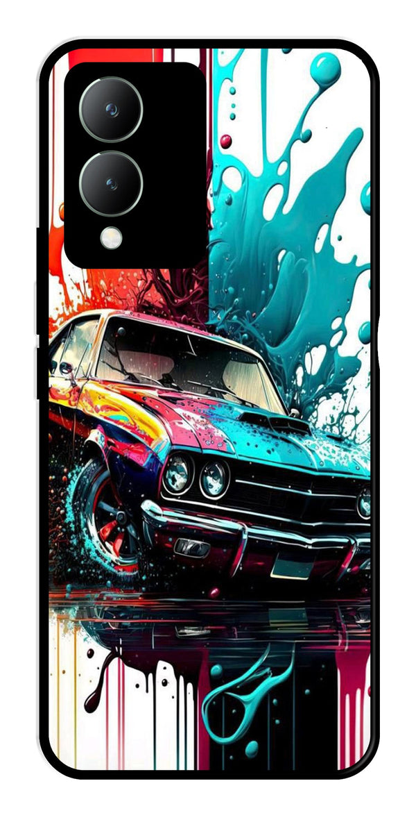 Vintage Car Metal Mobile Case for Vivo Y17s   (Design No -29)