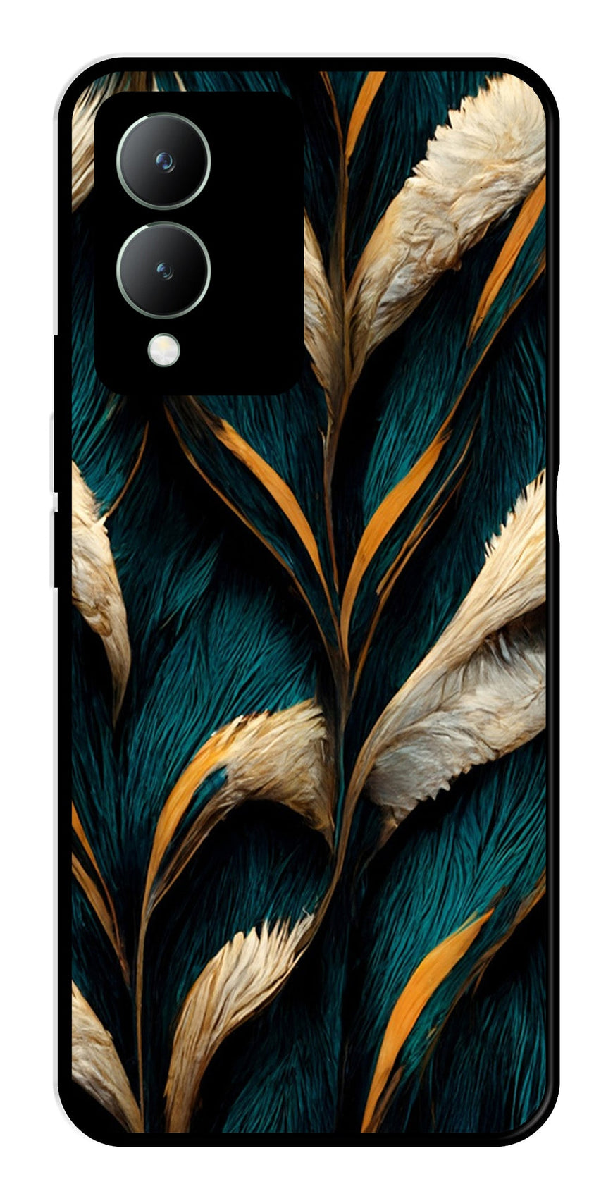 Feathers Metal Mobile Case for Vivo Y17s   (Design No -30)