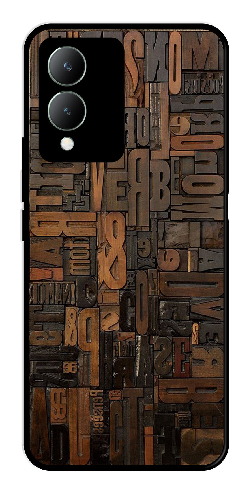 Alphabets Metal Mobile Case for Vivo Y17s   (Design No -32)