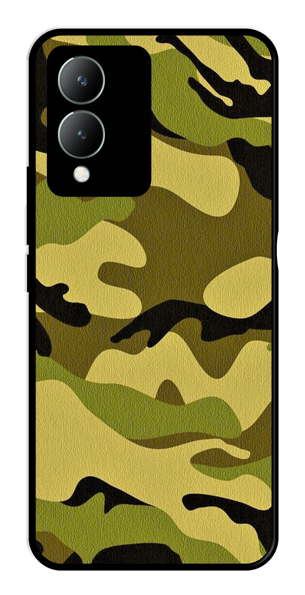 Army Pattern Metal Mobile Case for Vivo Y17s   (Design No -35)