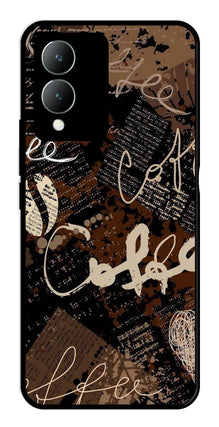 Coffee Pattern Metal Mobile Case for Vivo Y17s