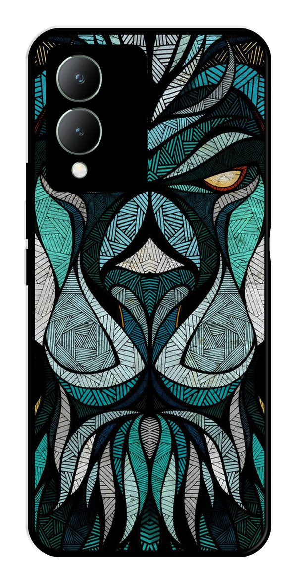 Lion Pattern Metal Mobile Case for Vivo Y17s   (Design No -40)