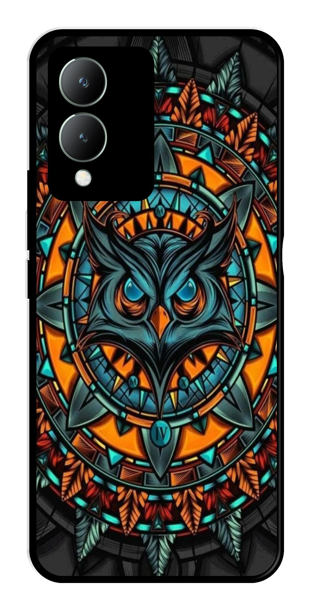 Owl Pattern Metal Mobile Case for Vivo Y17s   (Design No -42)