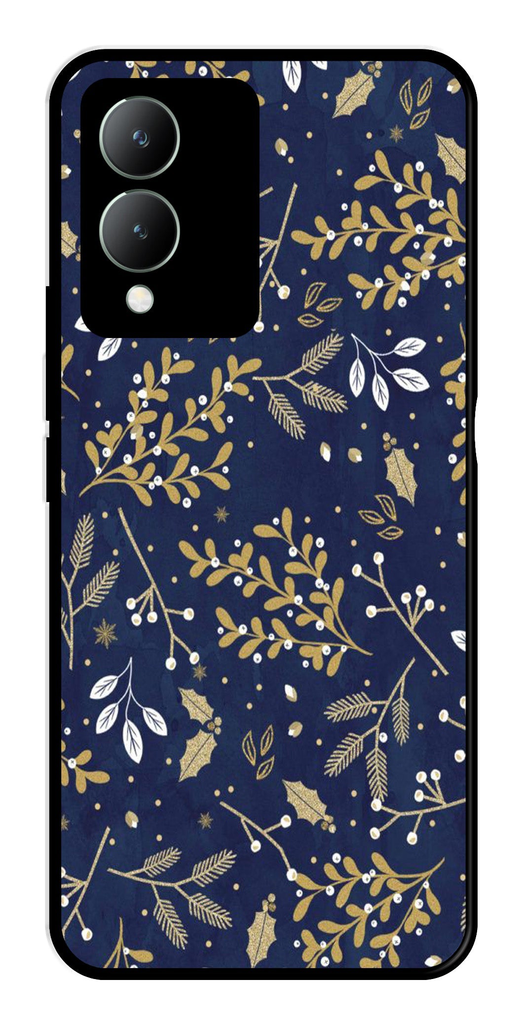 Floral Pattern  Metal Mobile Case for Vivo Y17s   (Design No -52)