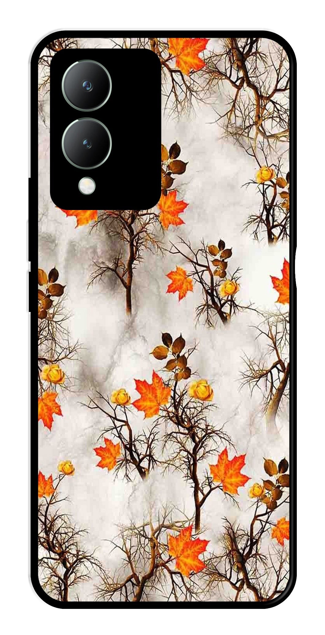 Autumn leaves Metal Mobile Case for Vivo Y17s   (Design No -55)