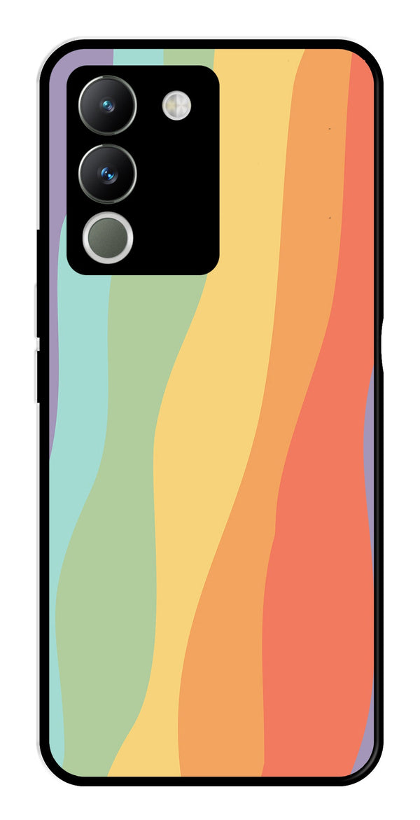 Muted Rainbow Metal Mobile Case for Vivo Y200   (Design No -02)