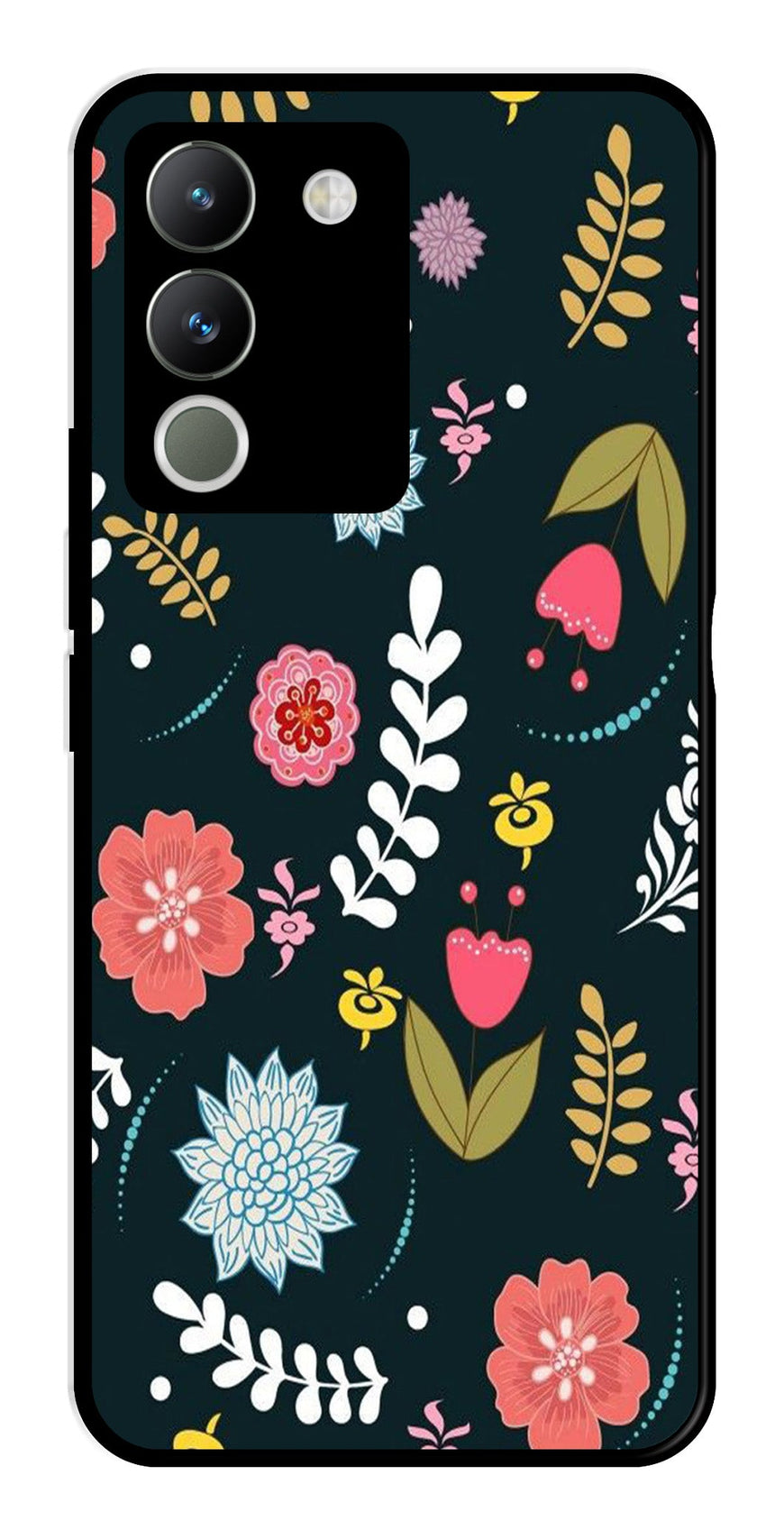 Floral Pattern2 Metal Mobile Case for Vivo Y200   (Design No -12)
