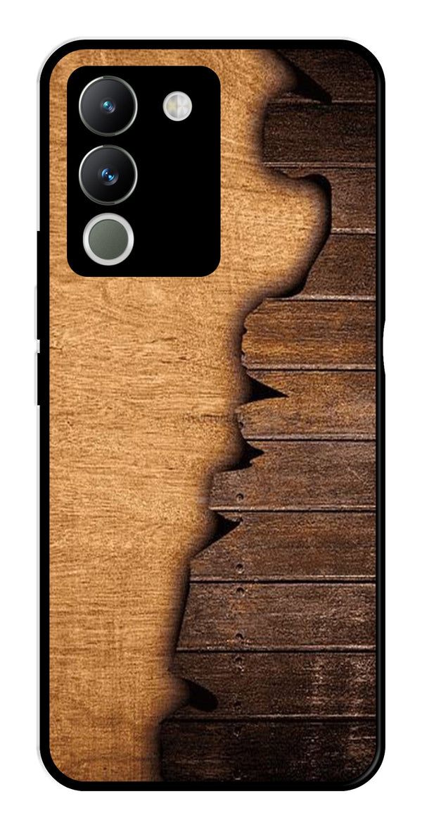 Wooden Design Metal Mobile Case for Vivo Y200   (Design No -13)