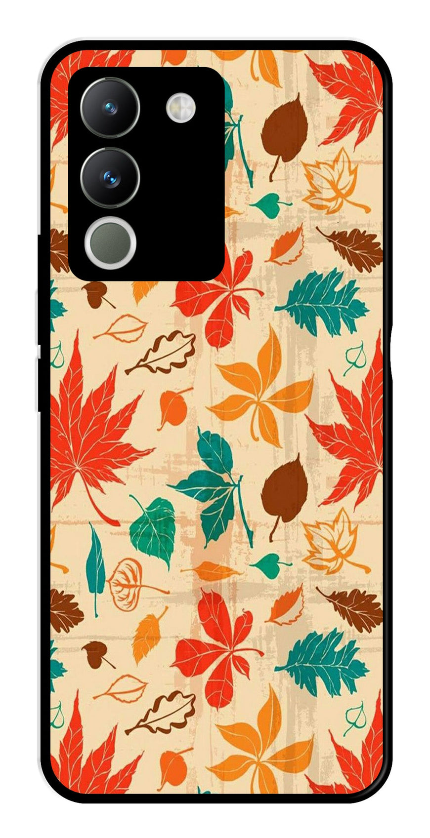Leafs Design Metal Mobile Case for Vivo Y200   (Design No -14)