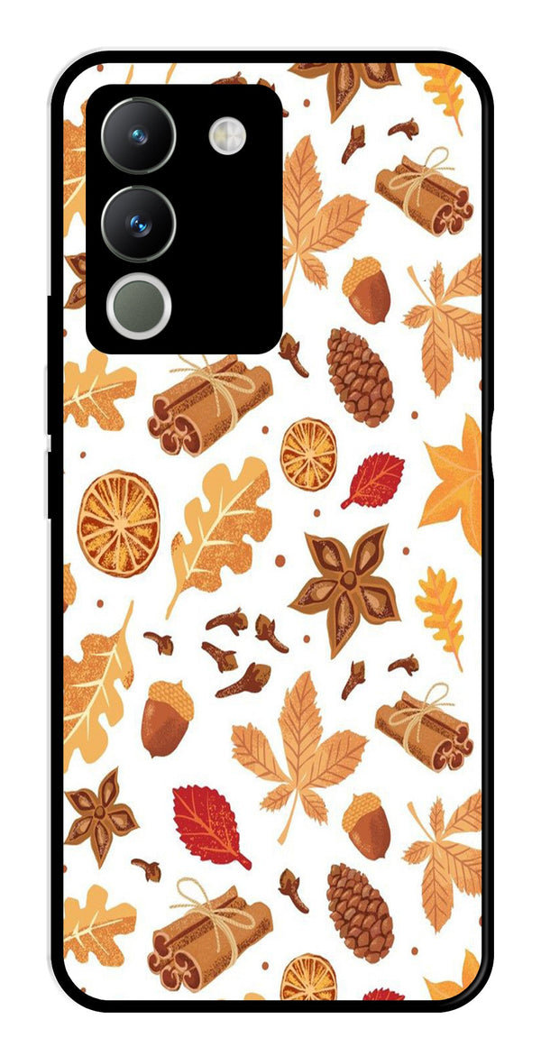 Autumn Leaf Metal Mobile Case for Vivo Y200   (Design No -19)