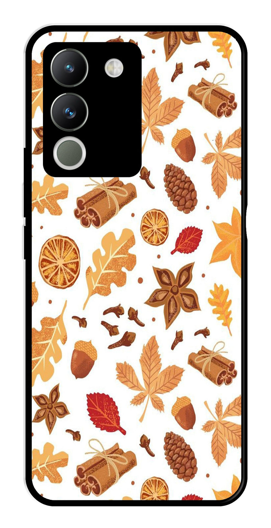 Autumn Leaf Metal Mobile Case for Vivo Y200   (Design No -19)