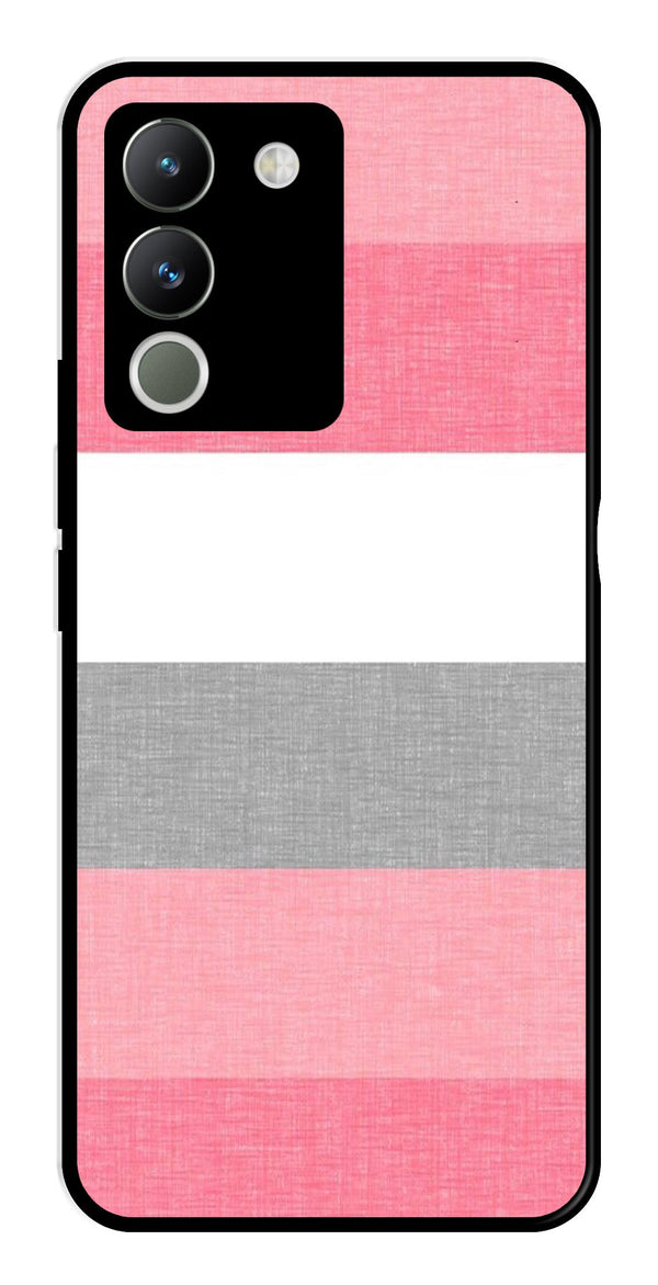 Pink Pattern Metal Mobile Case for Vivo Y200   (Design No -23)