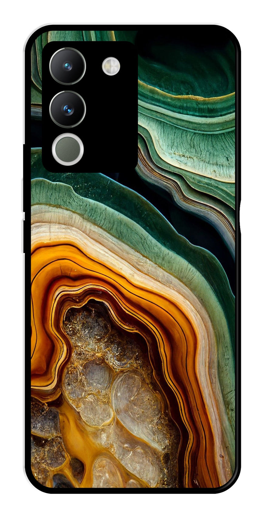 Marble Design Metal Mobile Case for Vivo Y200   (Design No -28)