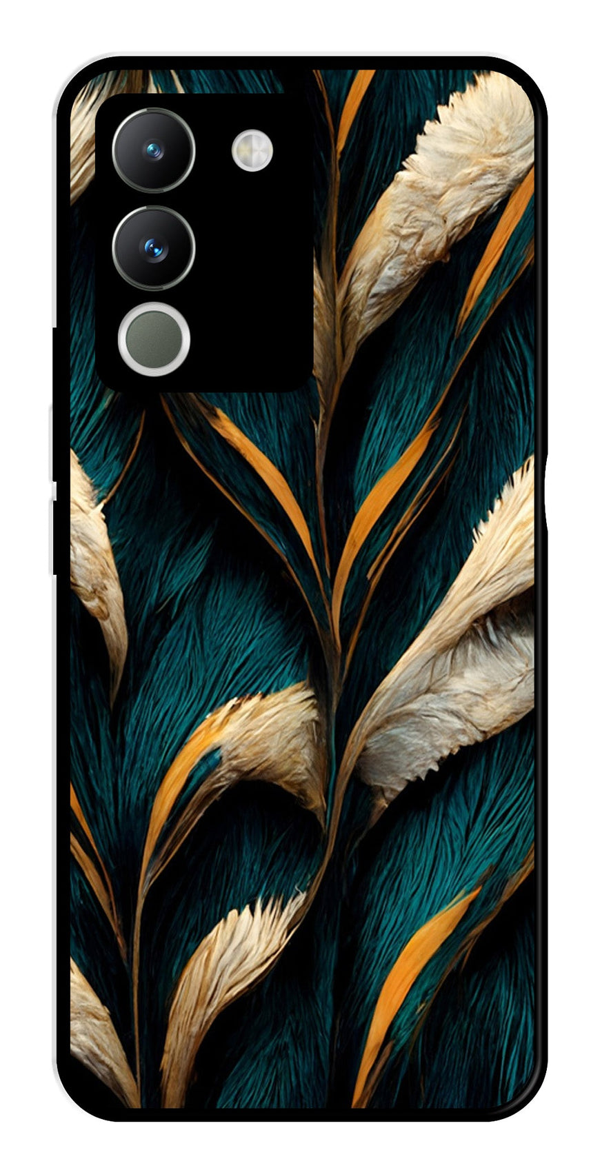 Feathers Metal Mobile Case for Vivo Y200   (Design No -30)
