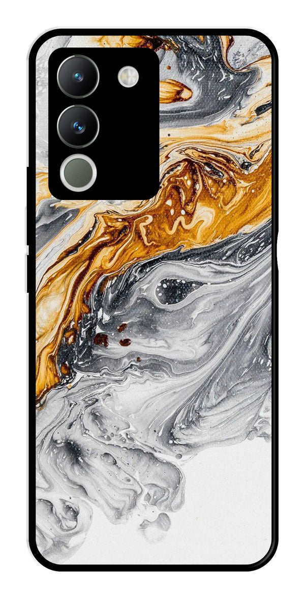 Marble Pattern Metal Mobile Case for Vivo Y200   (Design No -36)