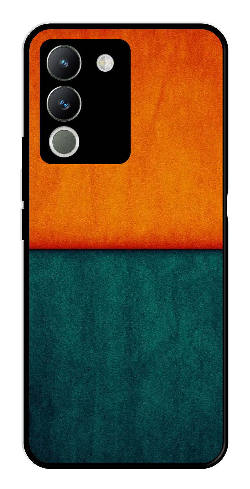 Orange Green Pattern Metal Mobile Case for Vivo Y200   (Design No -45)