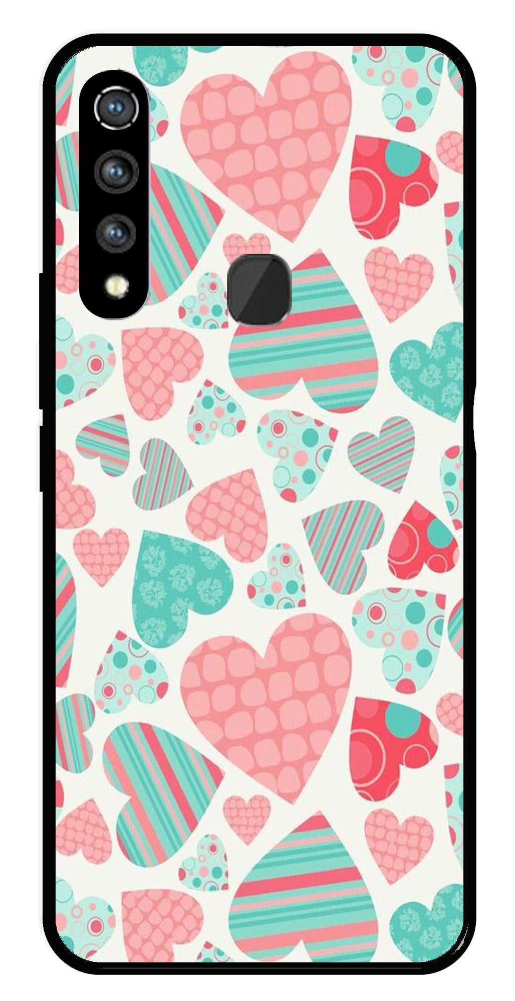 Hearts Pattern Metal Mobile Case for Vivo Z1 Pro   (Design No -22)