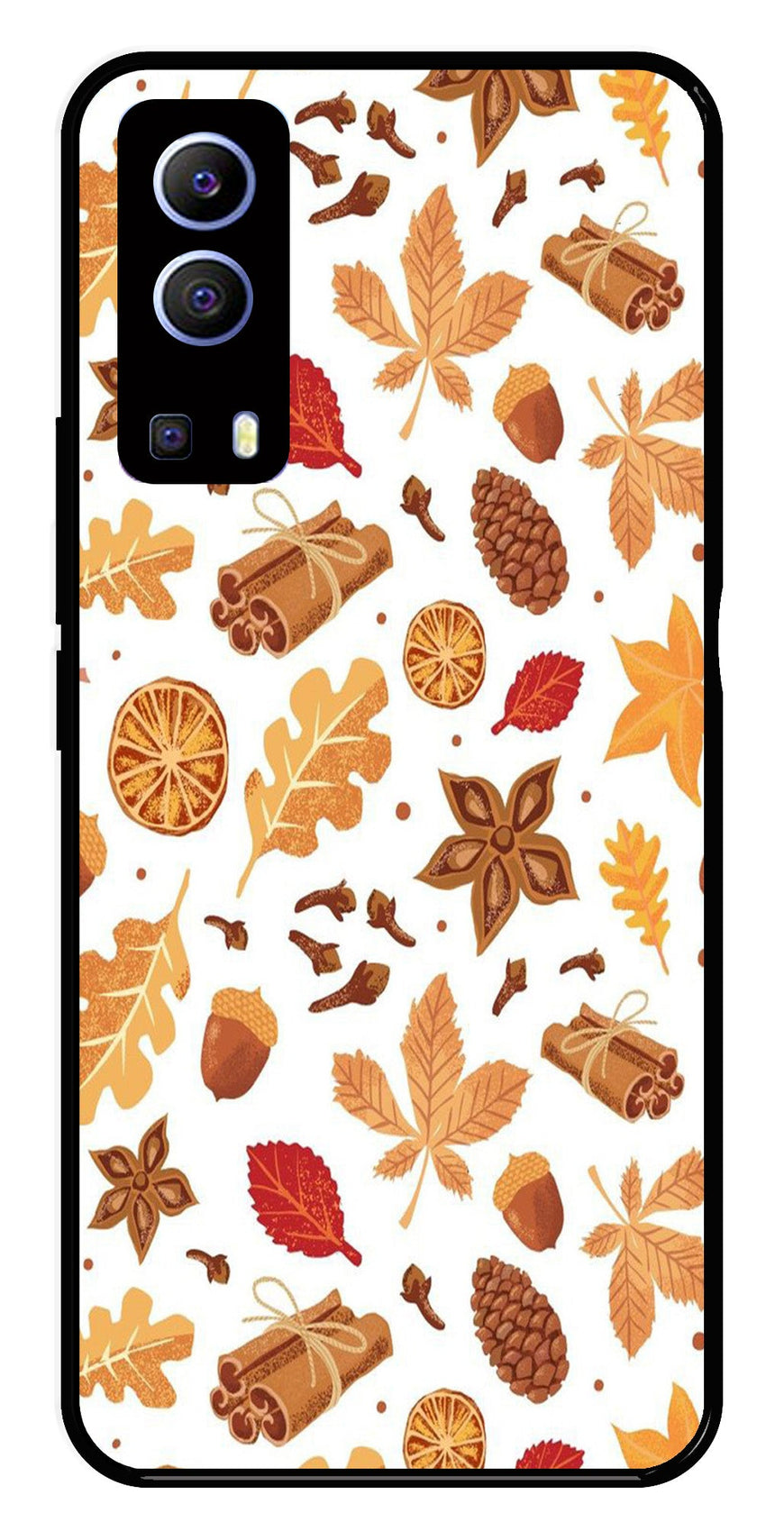 Autumn Leaf Metal Mobile Case for Vivo Y72 5G   (Design No -19)