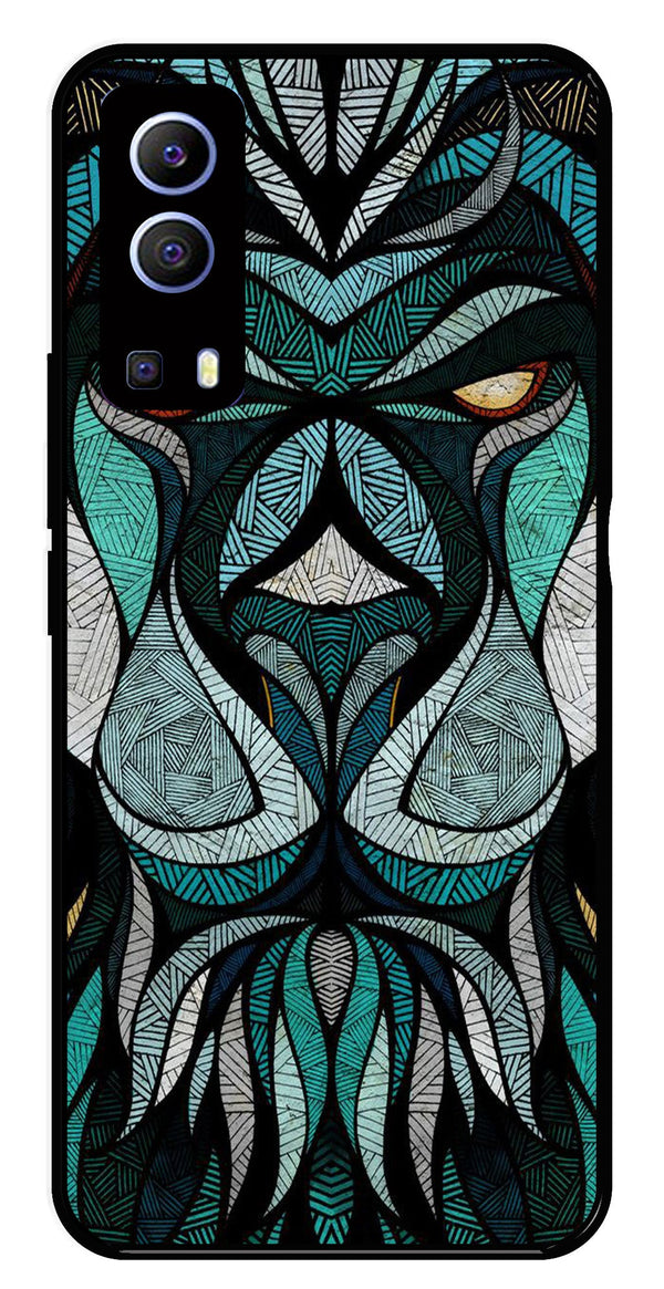Lion Pattern Metal Mobile Case for Vivo Y72 5G   (Design No -40)