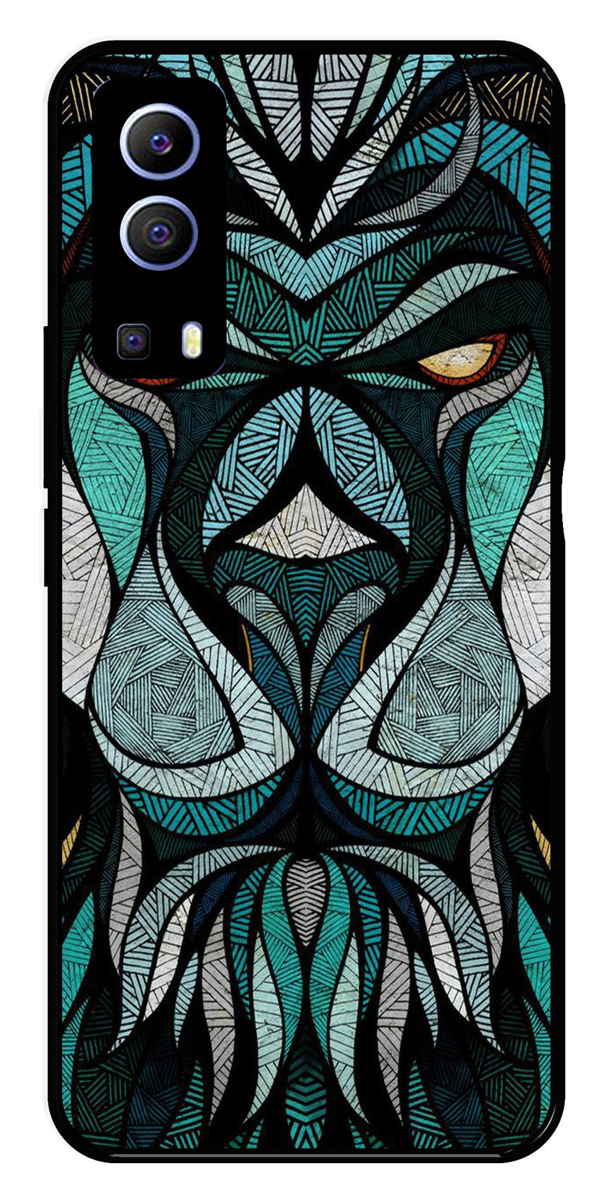Lion Pattern Metal Mobile Case for Vivo Y72 5G   (Design No -40)